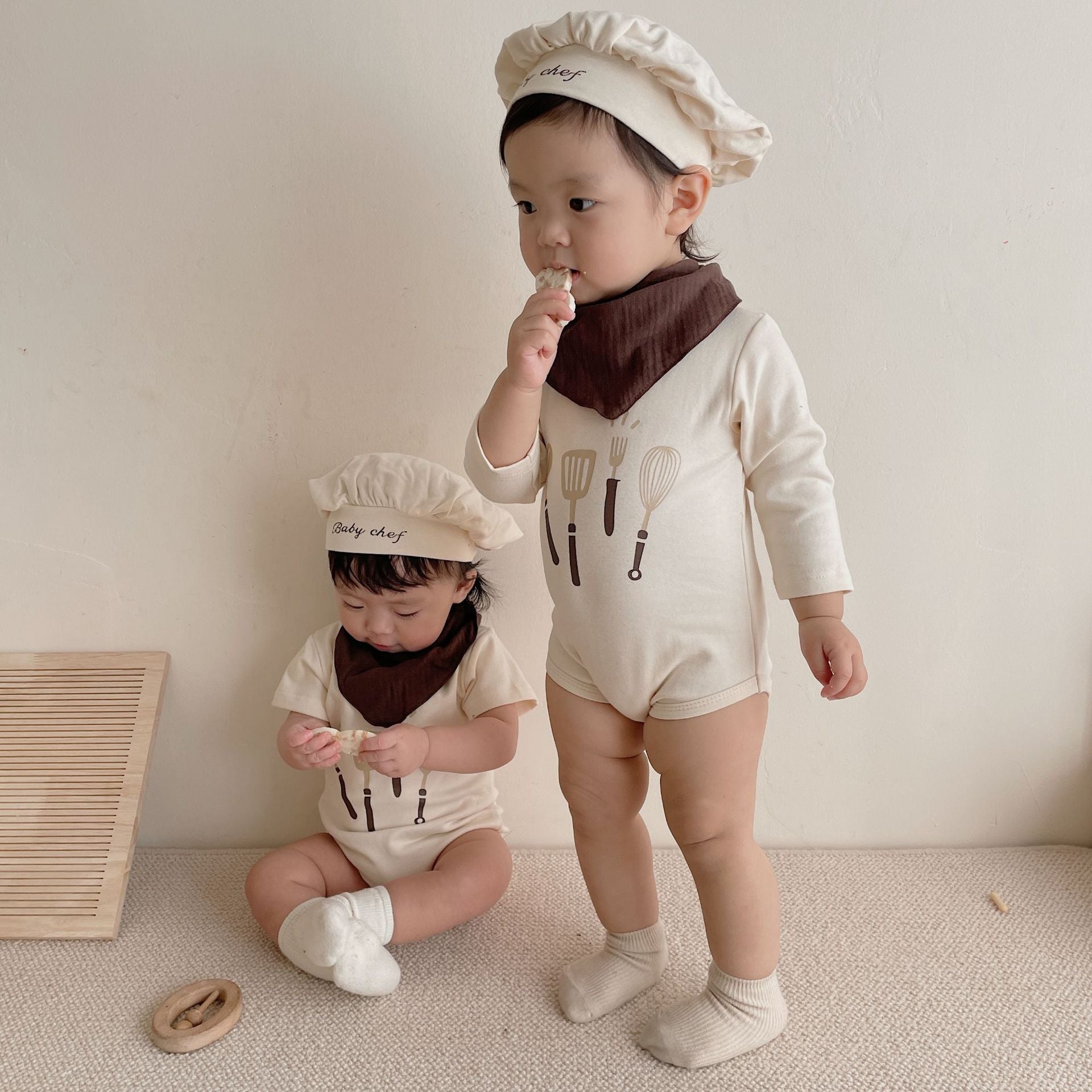The Perfect Outfit for Your Little Chef - Ins Baby Chef Modeling Romper